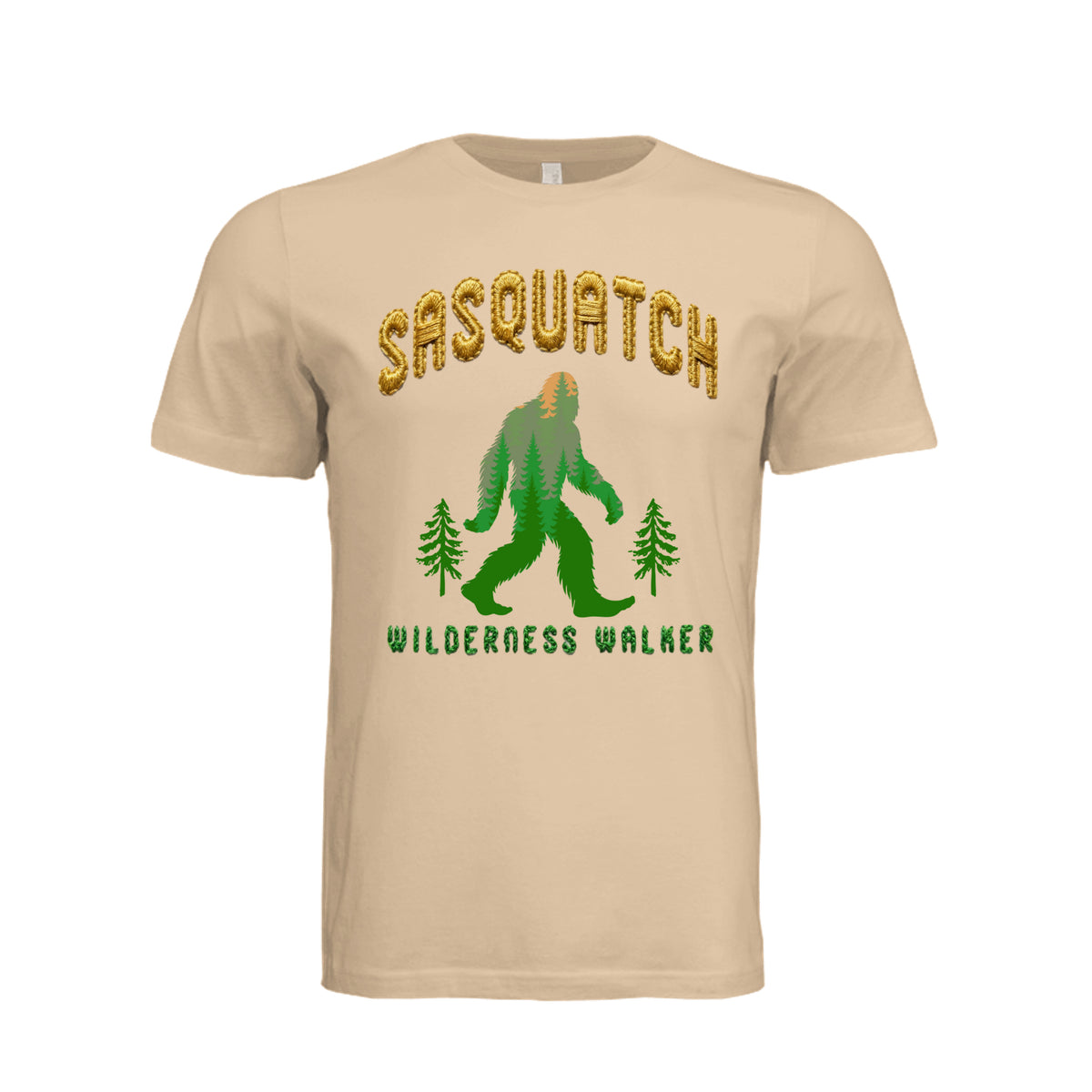 ndm:1832396-Adult T-shirt featuring a faux-embroidered Sasquatch graphic