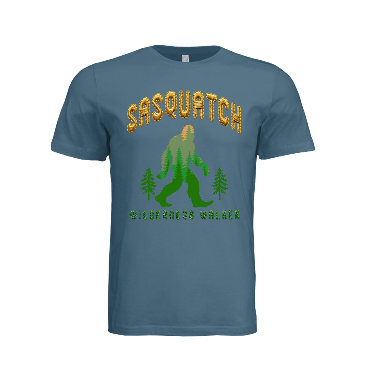 ndm:1832398-Adult T-shirt featuring a faux-embroidered Sasquatch graphic