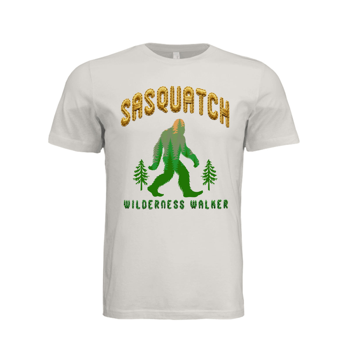 ndm:1832402-Adult T-shirt featuring a faux-embroidered Sasquatch graphic