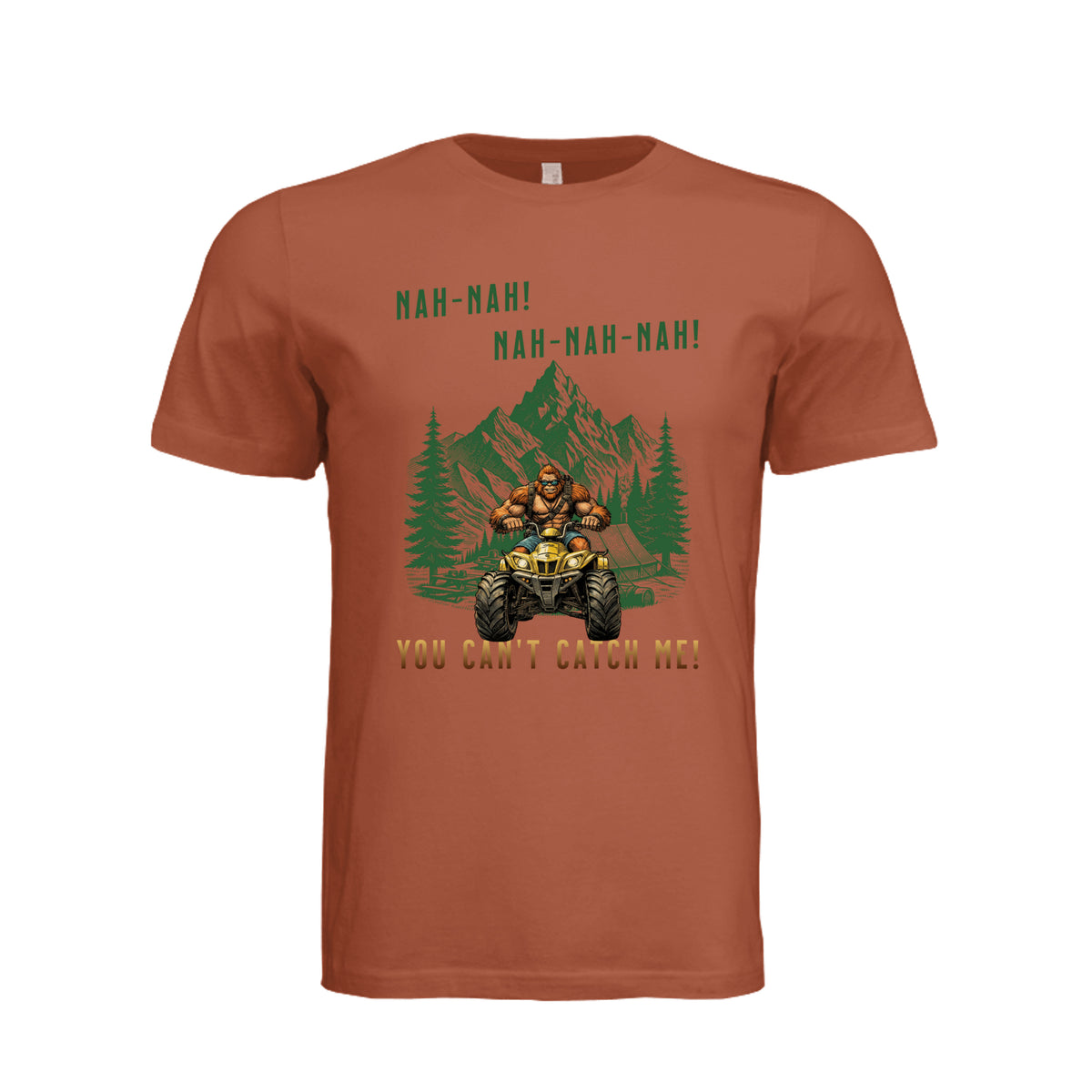 ndm:1832770-Adult T-shirt featuring a graphic design with the words "You Can't Catch Me"
