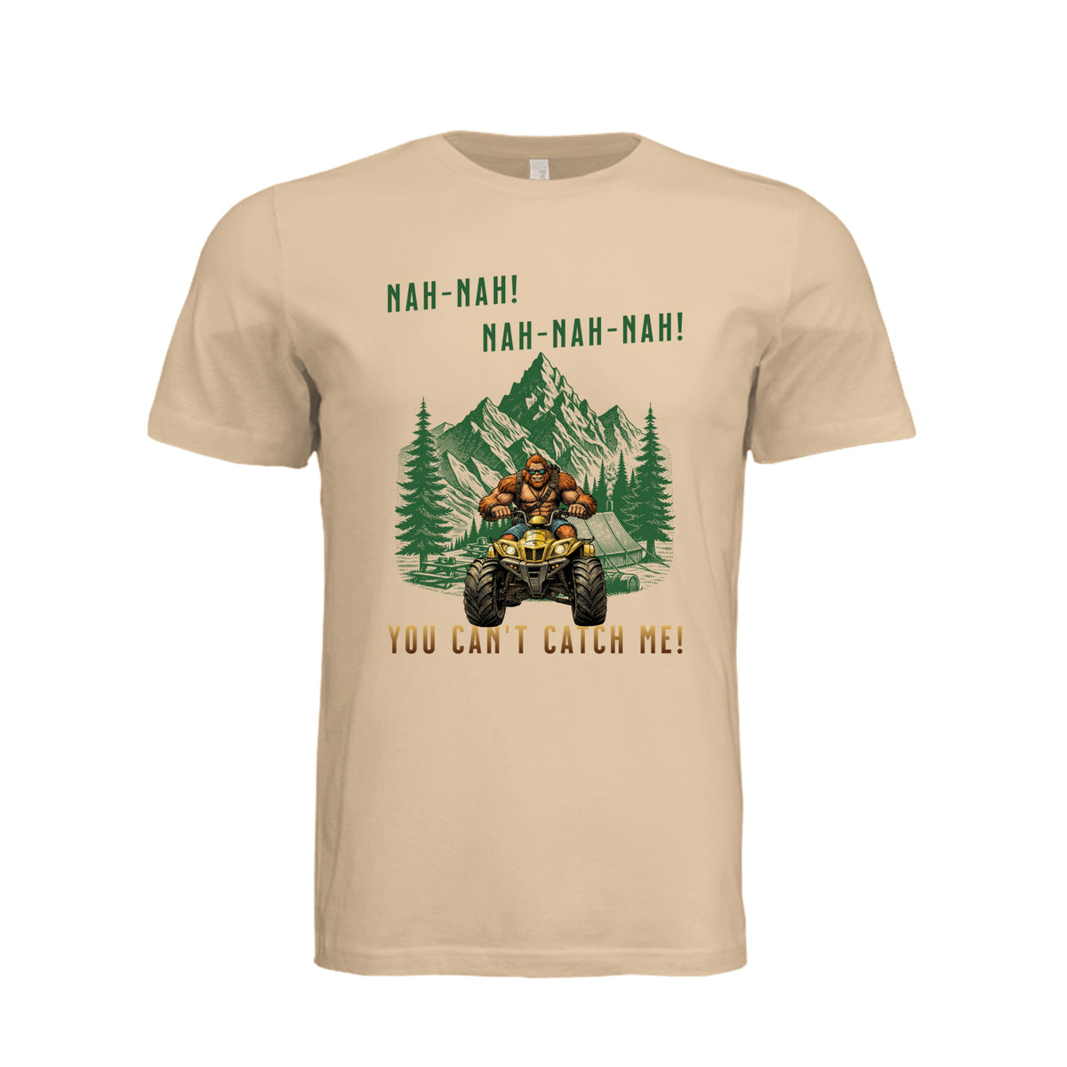 ndm:1832774-Adult T-shirt featuring a graphic design with the words "You Can't Catch Me"
