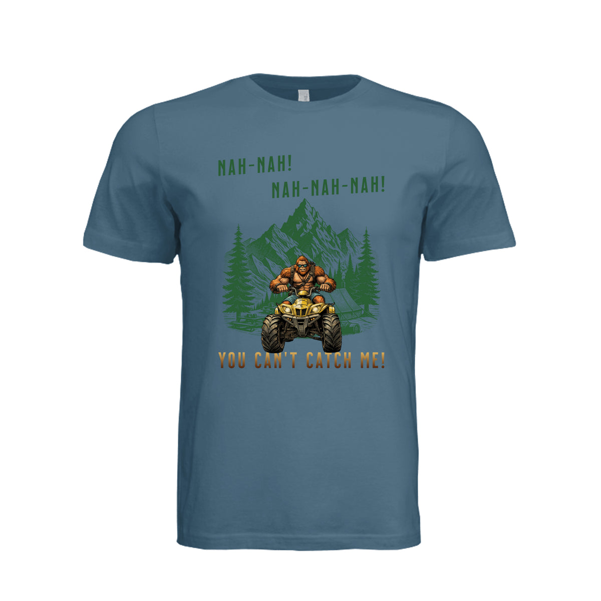 ndm:1832776-Adult T-shirt featuring a graphic design with the words "You Can't Catch Me"