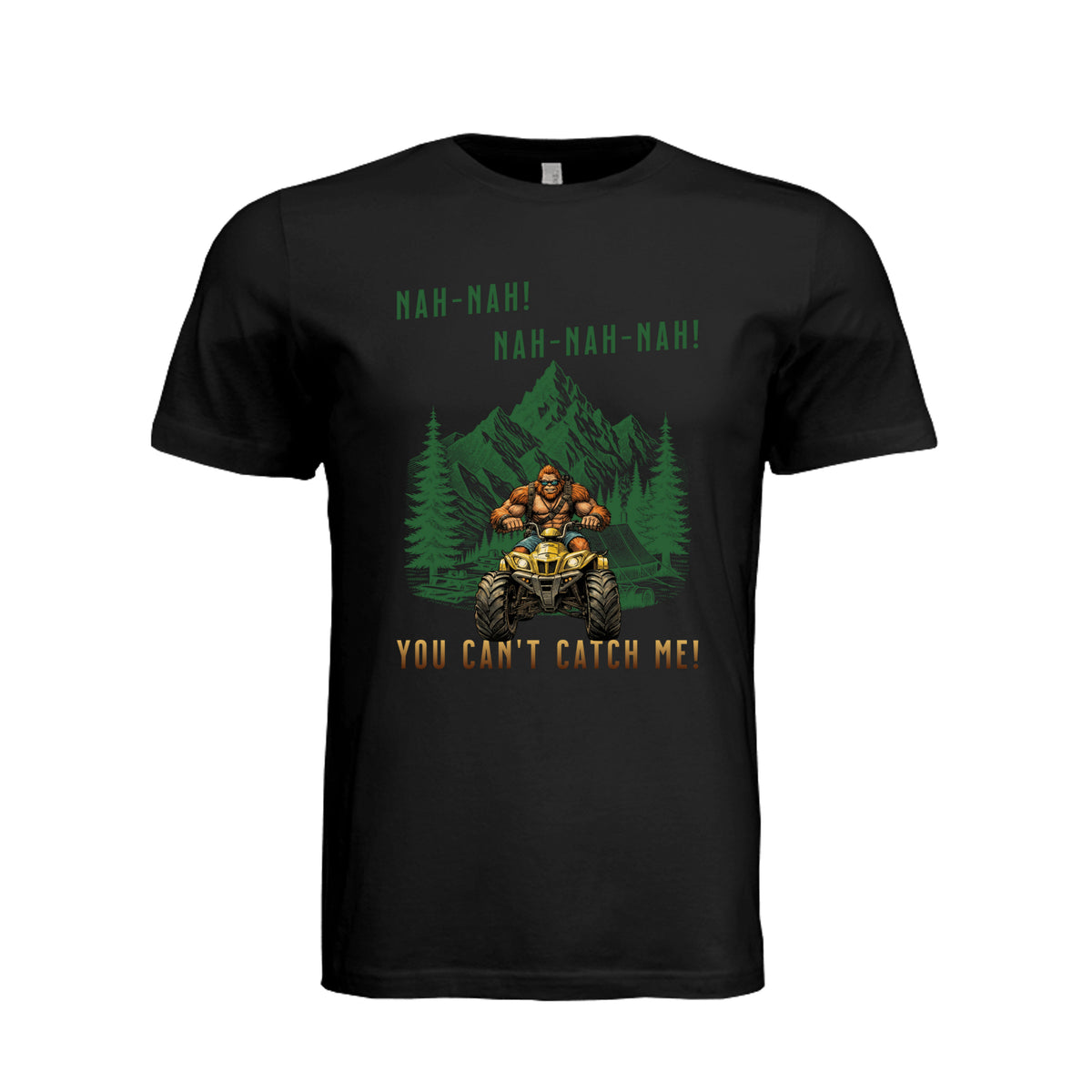 ndm:1832778-Adult T-shirt featuring a graphic design with the words "You Can't Catch Me"