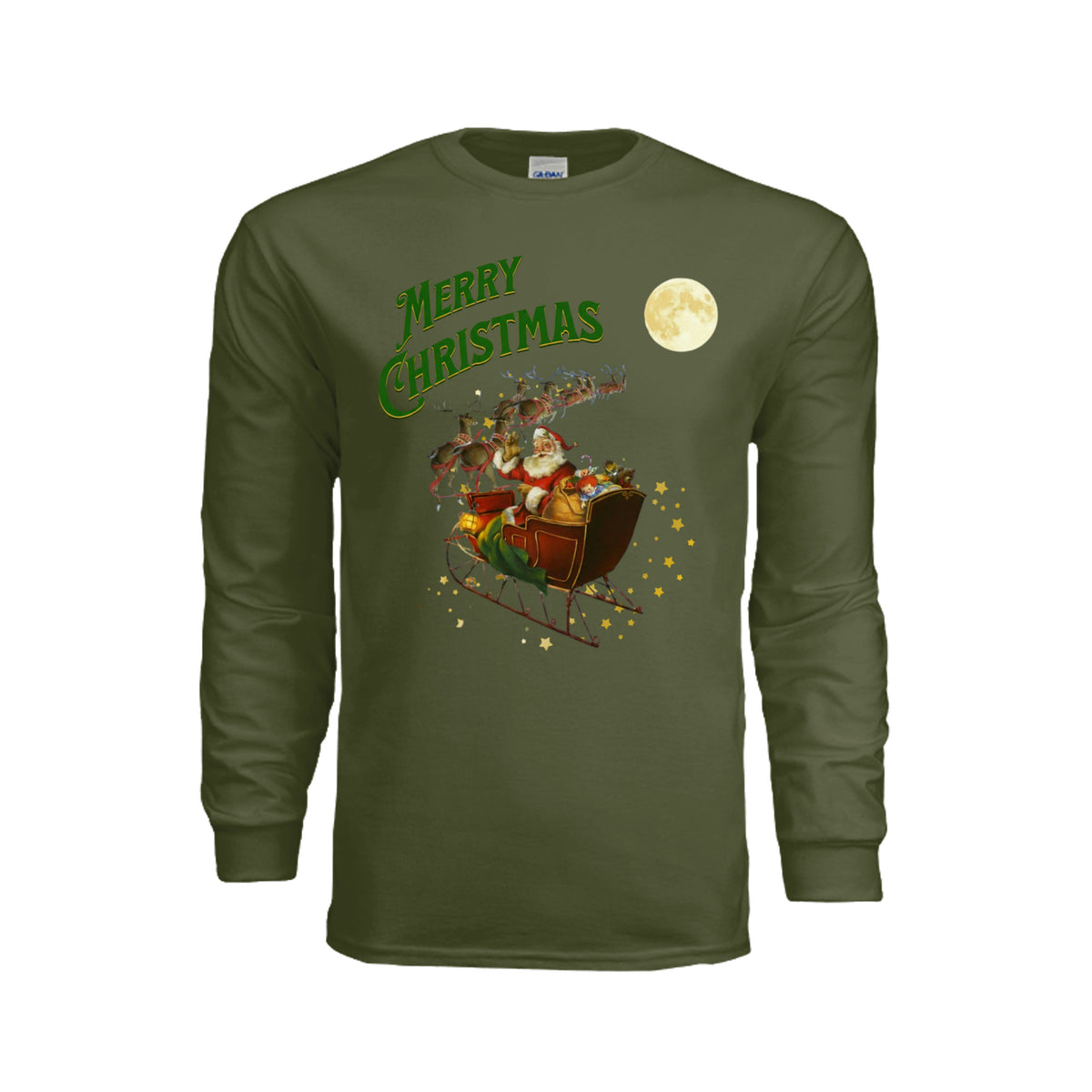 ndm:221572-Green Merry Christmas holiday graphic tee — festive DTF print by Stu Borncat Creations