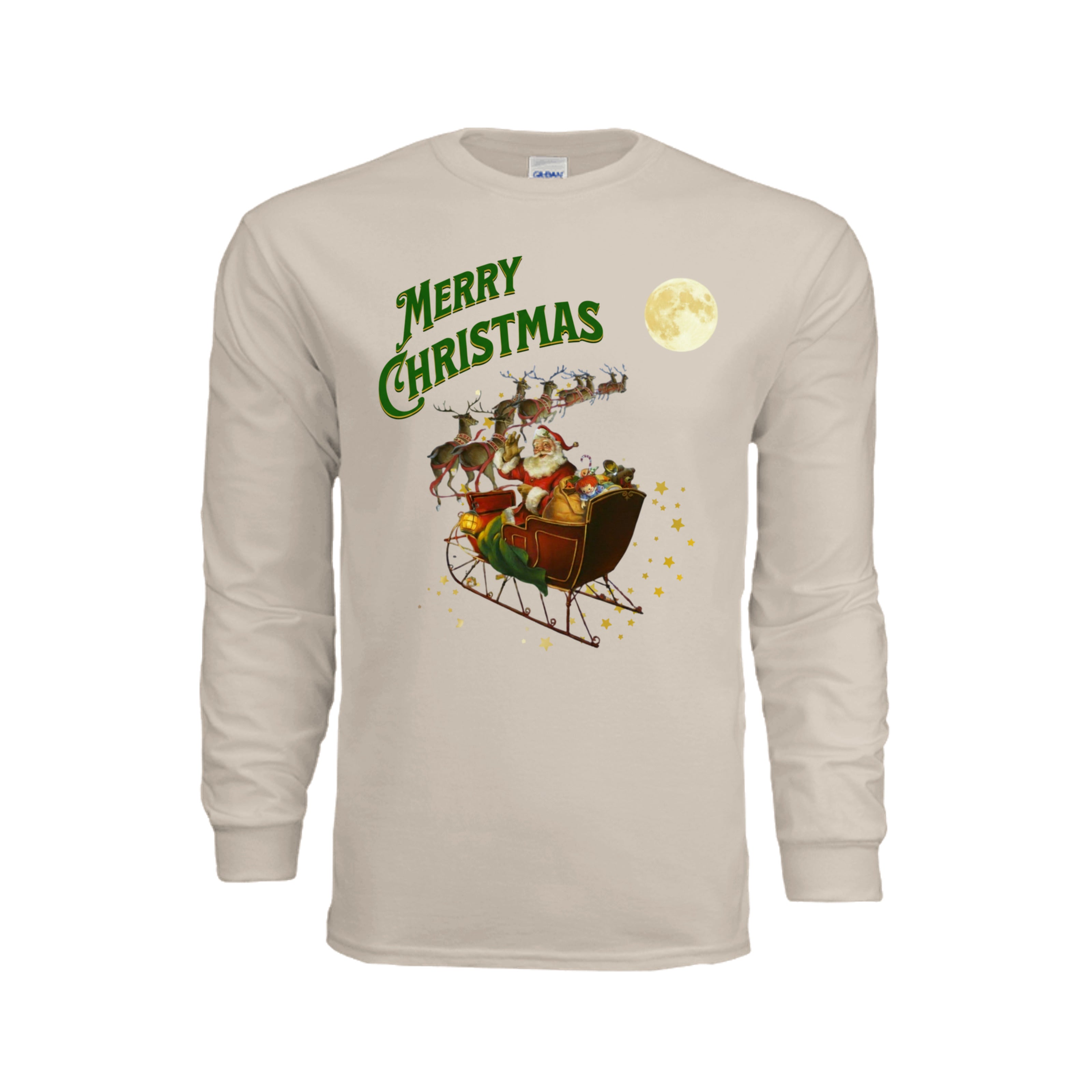 ndm:221578-Green Merry Christmas holiday graphic tee — festive DTF print by Stu Borncat Creations