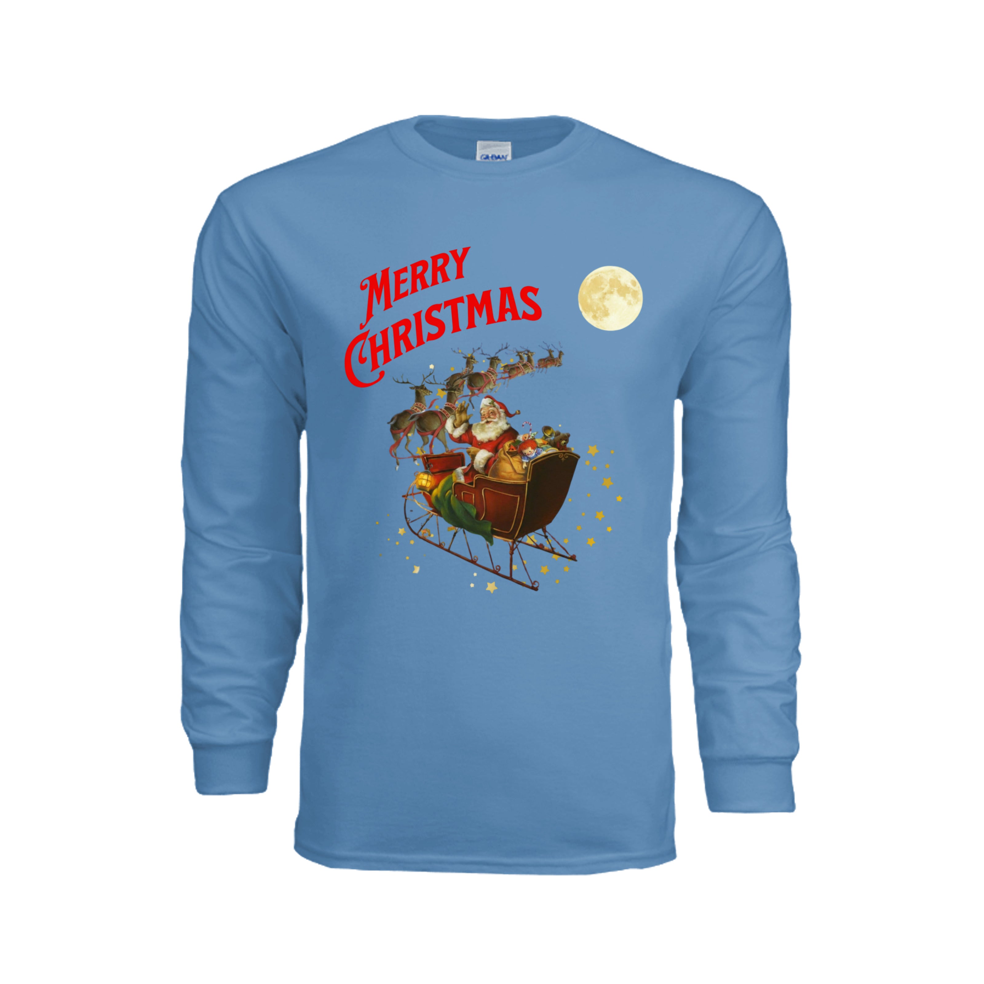 ndm:221655-Red Merry Christmas holiday graphic tee — festive DTF print by Stu Borncat Creations