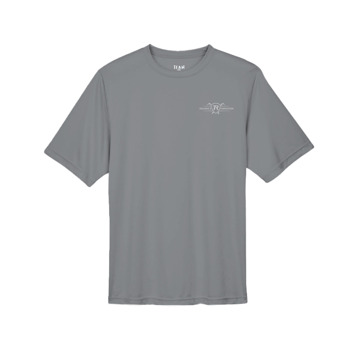 TR Welding & Fabrication rat rod performance tee grey logo — moisture-wicking fabrication apparel by Stu Borncat Creations-Color-Sport Graphite