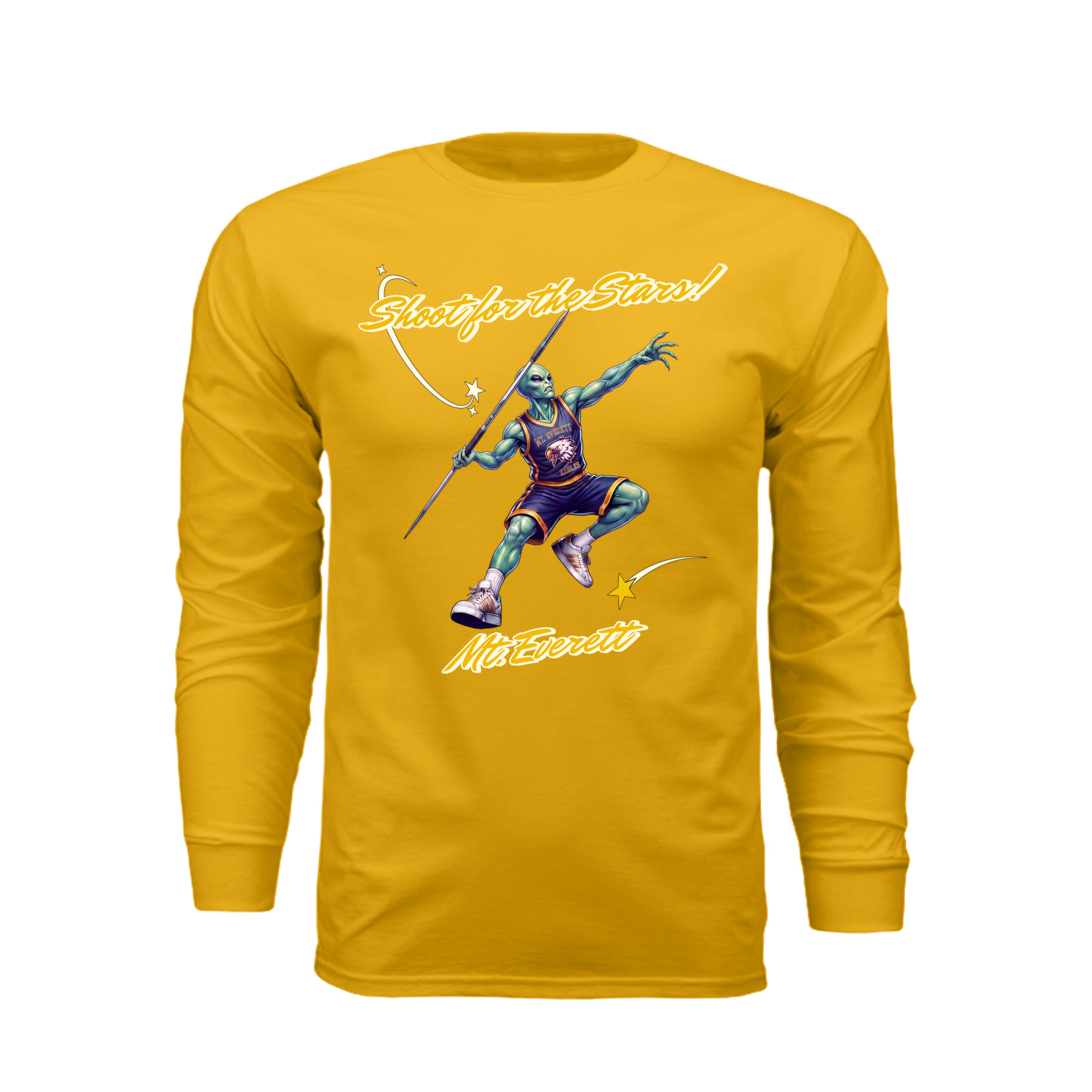 ndm:251588-Mt Everett Eagles Shoot for the Stars Alien Invasion adult long sleeve t-shirt — school spirit apparel by Stu Borncat Creations