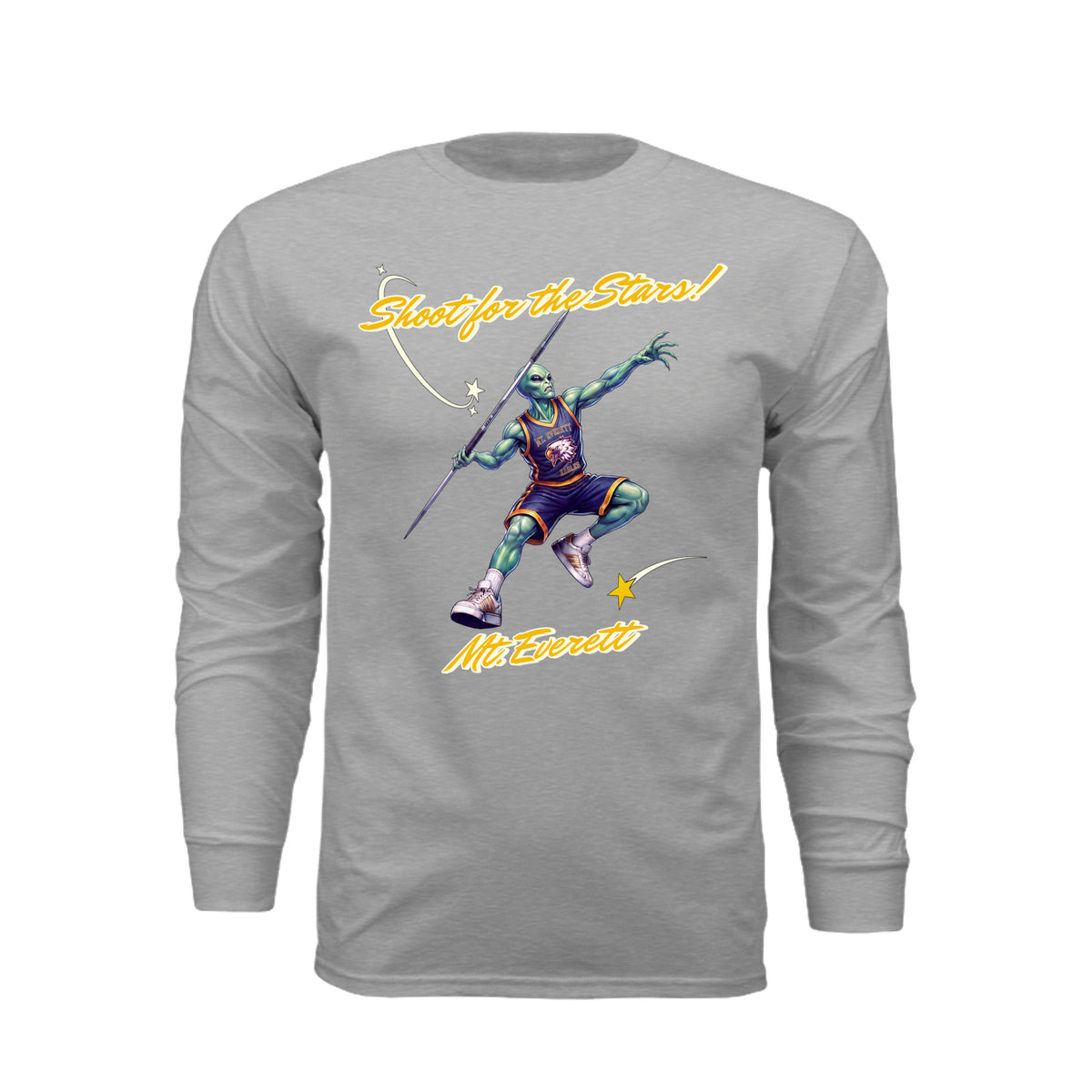 ndm:251594-Mt Everett Eagles Shoot for the Stars Alien Invasion adult long sleeve t-shirt — school spirit apparel by Stu Borncat Creations