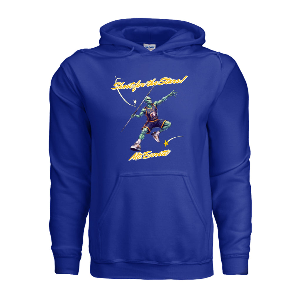 Royal-G185-Front -Mt Everett Eagles Shoot for the Stars Alien Invasion adult hoodie in Royal — school spirit apparel by Stu Borncat Creations