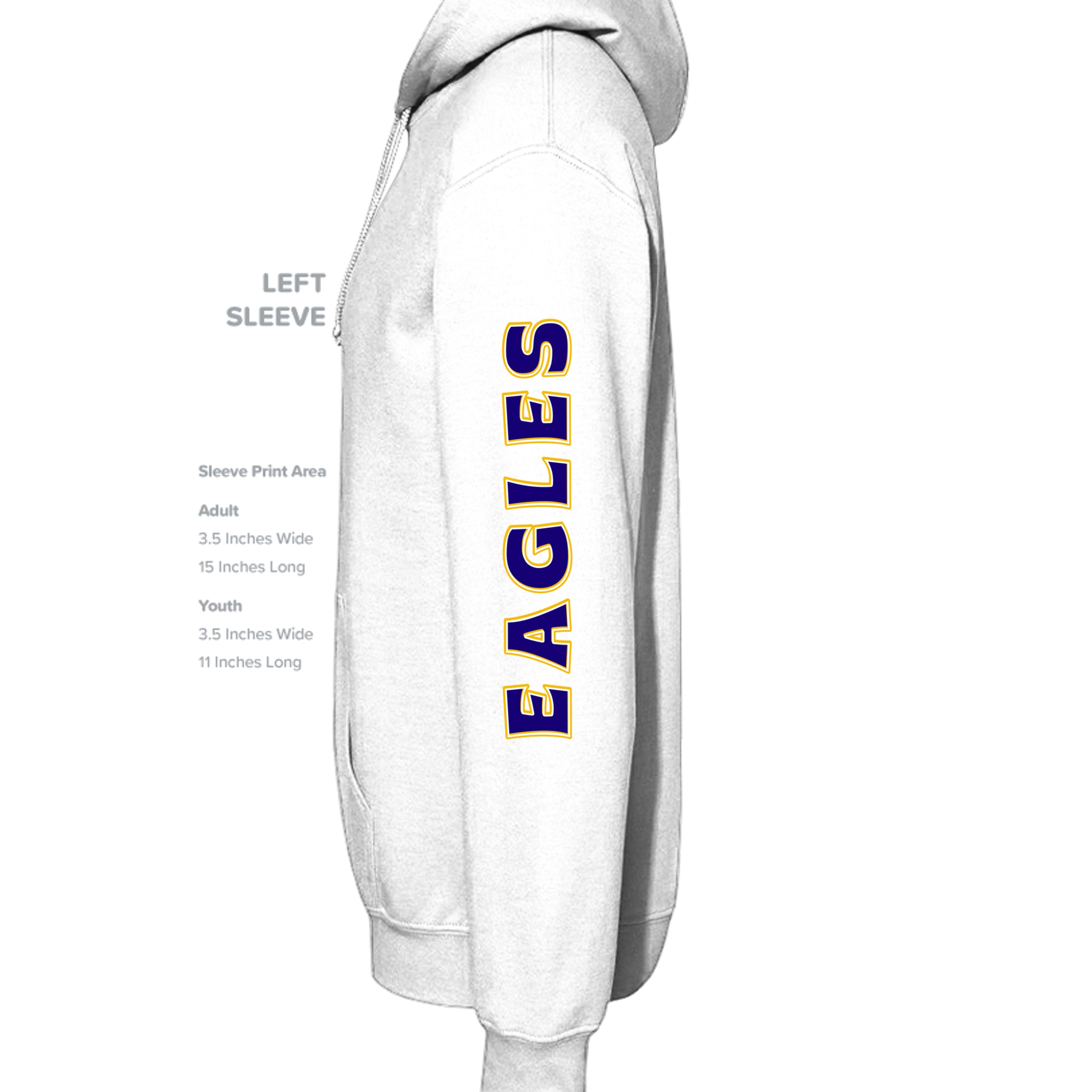 ndm:290111 -  White- Left _ Sleeve-Mt Everett Eagles Track and Field adult hoodie — school spirit apparel by Stu Borncat Creations