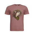 ndm:870832-Mauve-Fantasy elf portrait with wild dreadlocks and pointed ears, custom graphic t-shirt by Stu Borncat Creations