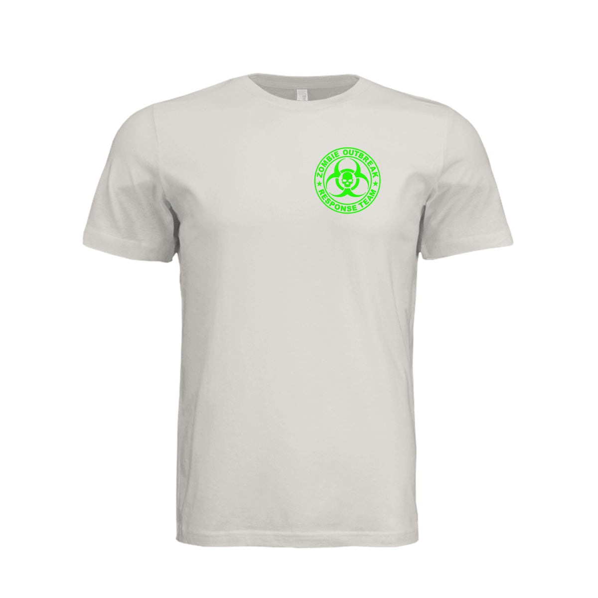 ndm:885378-Front-Vintage White — Zombie Outbreak Halloween adult graphic tee — spooky season DTF print by Stu Borncat Creations