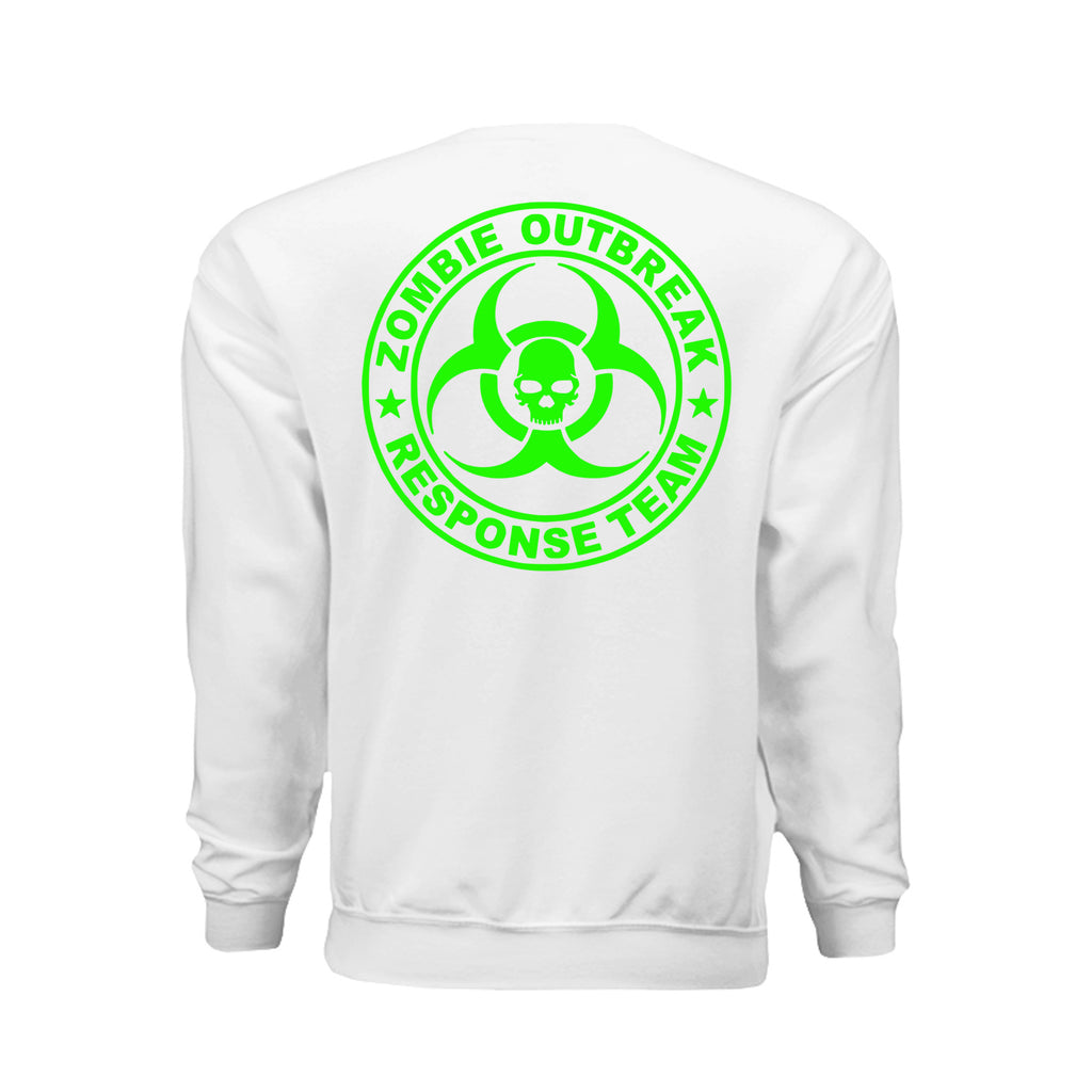 ndm:885757-Back-Zombie Outbreak Halloween sweatshirt — spooky season apparel by Stu Borncat Creations