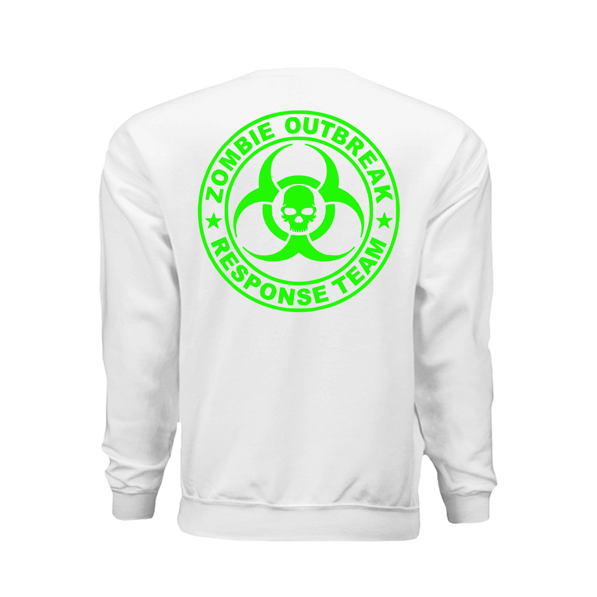 ndm:885757-Back-Zombie Outbreak Halloween sweatshirt — spooky season apparel by Stu Borncat Creations
