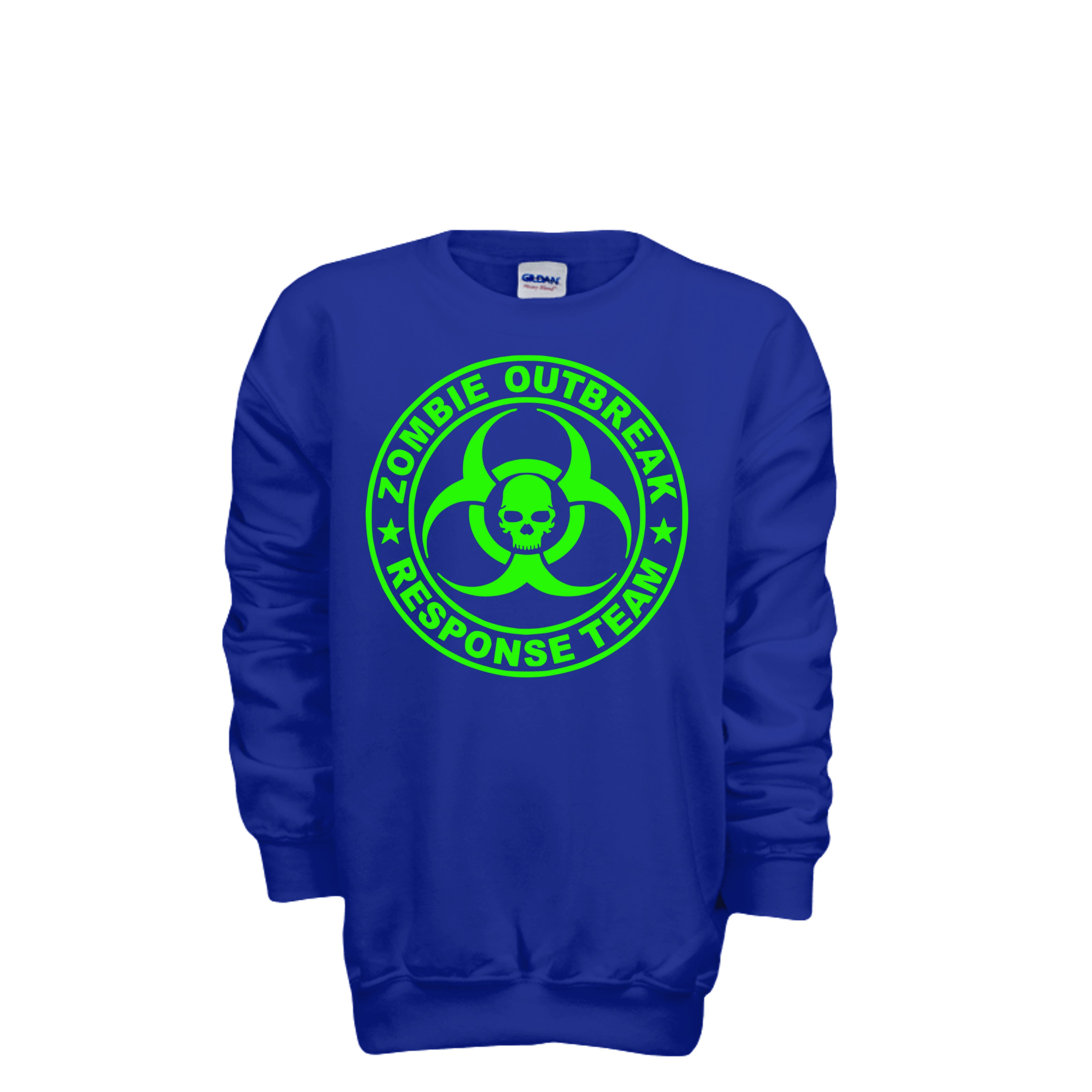 ndm:886153-Front-Royal-Kids Zombie Halloween sweatshirt — spooky season apparel by Stu Borncat Creations