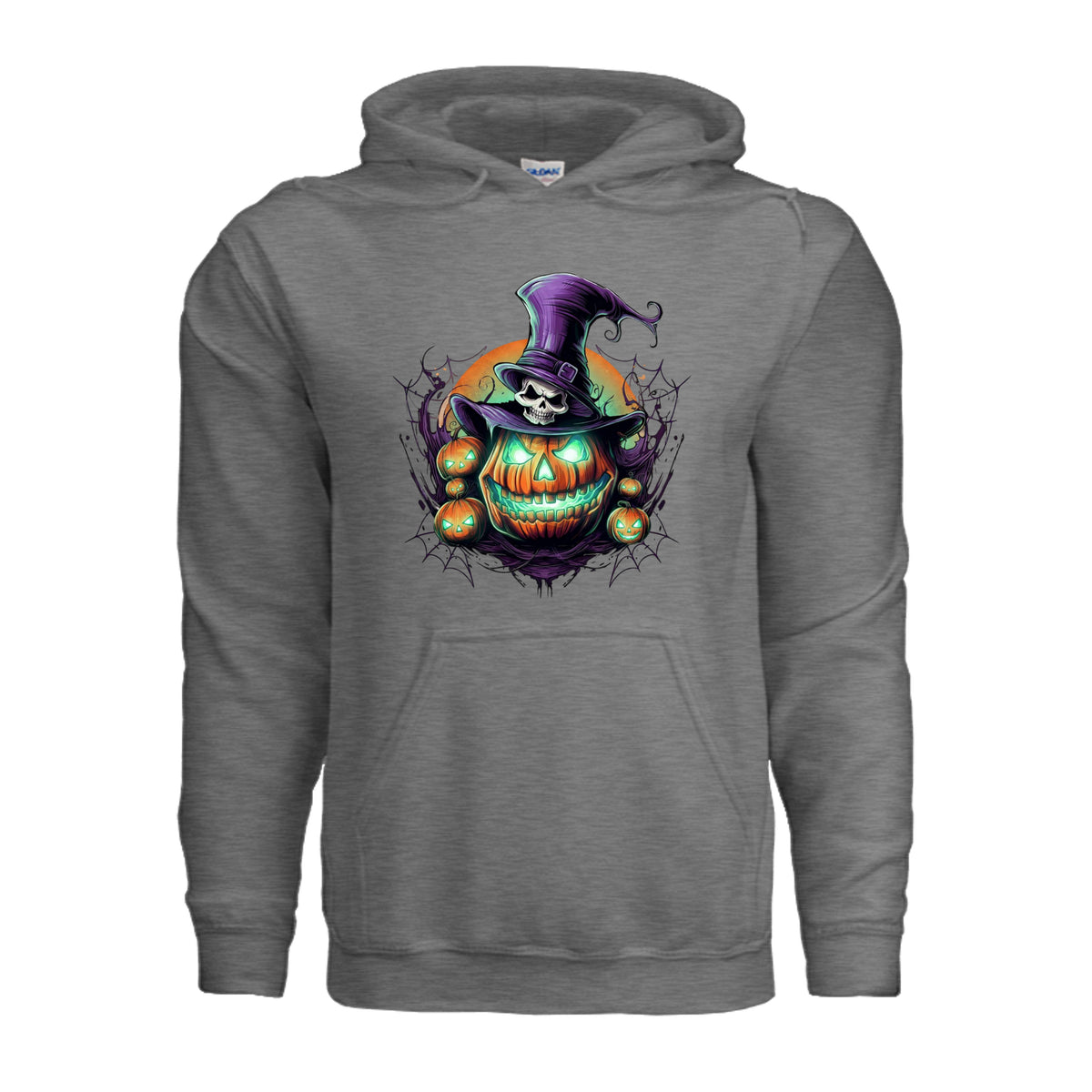 ndm:891738-Front-Graphite Heather-Spooky Halloween adult hoodie — black spooky season apparel by Stu Borncat Creations