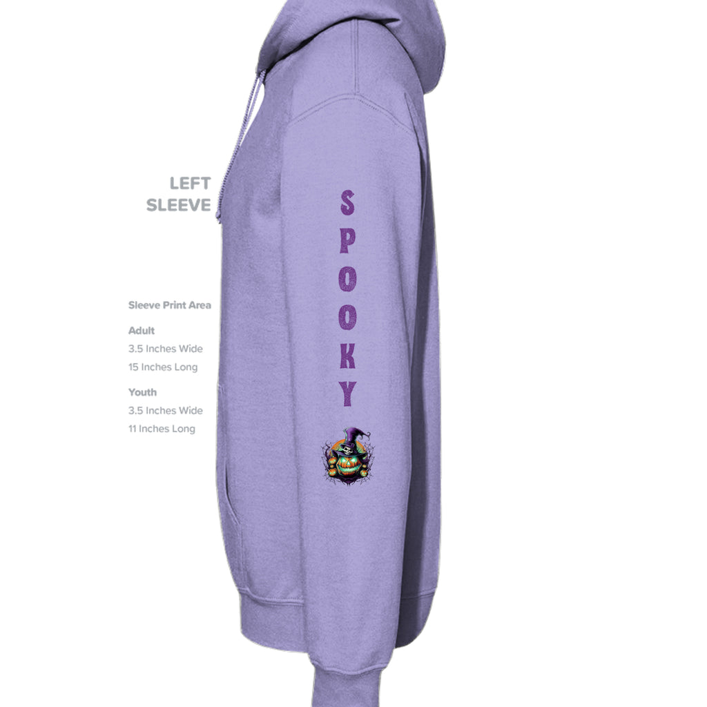 ndm:891752-Left_ Sleeve-Violet-Spooky Halloween adult hoodie — black spooky season apparel by Stu Borncat Creations